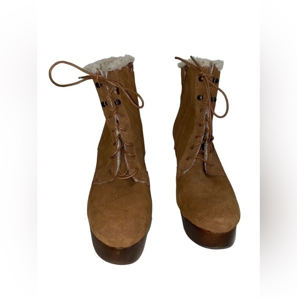 Denim & Supply Ralph Lauren‎ Carson Shearling Suede Chunky Heel Boot Women 11B - Picture 3 of 9